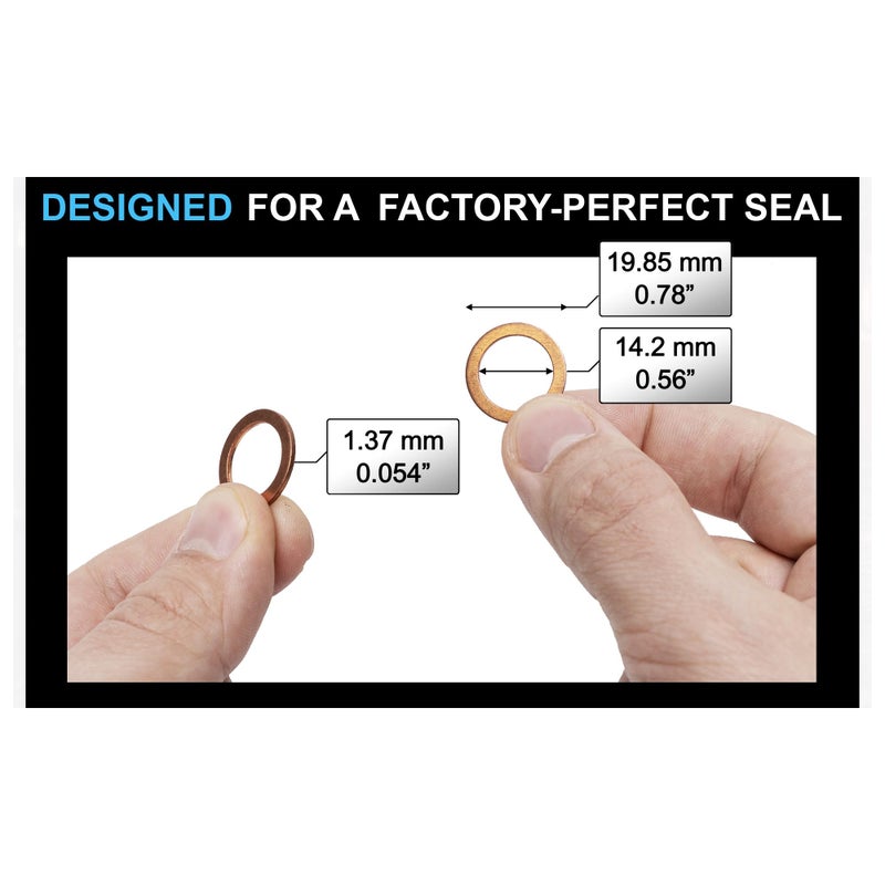 PRIME AVE Oil Drain Plug Washer Gaskets - 14mm Copper Crush Washer - Leak Free Oil Plug Gasket - Compatible/Replacement with Mercedes Part# 007603-014106 (Pack of 10) - Image 5